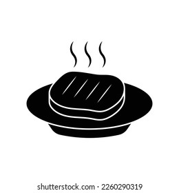 Meat steak on plate icon design. steak on a plate vector. isolated on white background. vector illustration