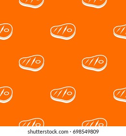 Meat steak pattern repeat seamless in orange color for any design. Vector geometric illustration