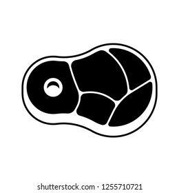 Meat steak, piece of meat, vector icon, illustration. Black silhouette.