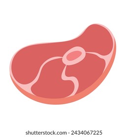 Fleisch Steak oder rohes marmoriertes Filet von Rind, Lamm oder Schwein, realistische Vektor-Illustration, auf weißem Hintergrund. Fleisch-Filet zum Grillen und Kochen. Vektorgrafik.