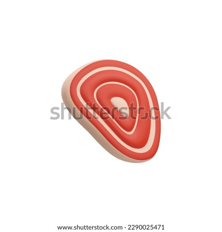 Meat steak or raw marbled fillet of beef or lamb, realistic vector illustration isolated on white background. Meat tenderloin or steak for barbeque and cooking.