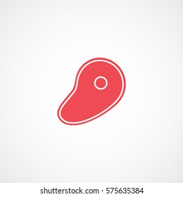 Meat Steak Red Flat Icon On White Background