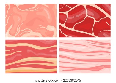 Meat steak texture. Marble beef pattern or pork sirloin background, lamb loin fat macro backdrop cooking sukiyaki bacon red food bbq for butchery bistro banner, vector illustration of pattern meat