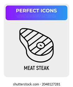 Fleisch Steak dünne Linie Symbol. Moderne Vektorgrafik von Rindfleisch.