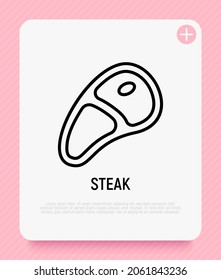 Meat steak thin line icon. Modern vector illustration of beef meat.