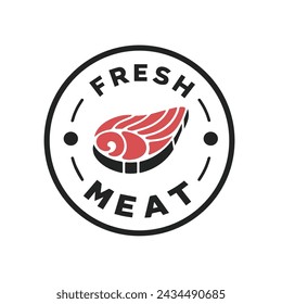 Meat Store Emblems logo, Frehs Meat an barbecue Logo Templates. 