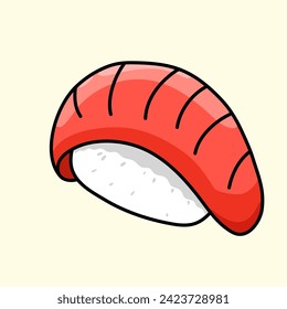 meat sushi illustration can be used as icon and clip art, colored icons on beige background