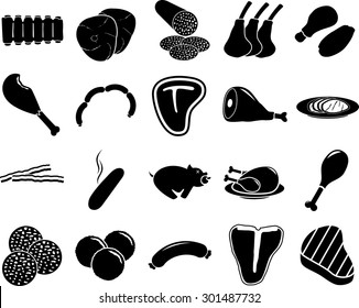 meat symbols set