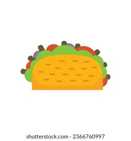 Meat taco icon flat vector. Mexican food. Tacos beef isolated