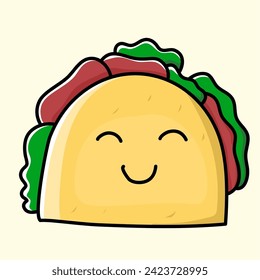 meat taco illustration can be used as icon and clipart, colored icons on beige background