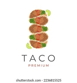 Meat Taco Illustration Logo With Fresh Lemon