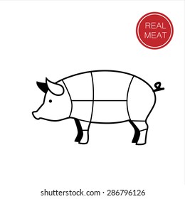meat - a template for the sign, logo or icon, or a grocery store meat, the designation of meat products.