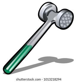 Meat tenderizer hammer isolated on white background. Vector cartoon close-up illustration.