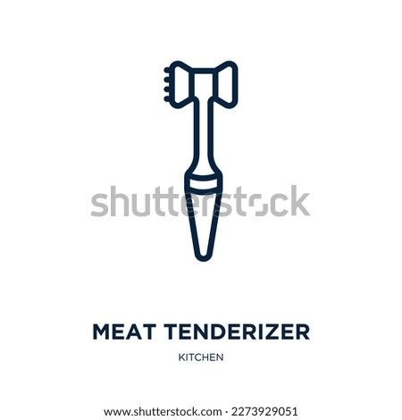 meat tenderizer icon from kitchen collection. Thin linear meat tenderizer, meat, steak outline icon isolated on white background. Line vector meat tenderizer sign, symbol for web and mobile