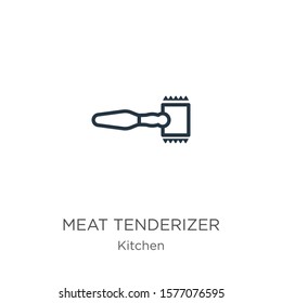 Meat tenderizer icon. Thin linear meat tenderizer outline icon isolated on white background from kitchen collection. Line vector sign, symbol for web and mobile
