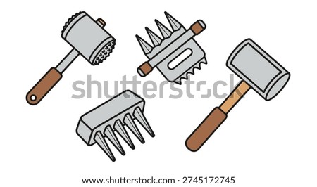 Meat Tenderizer Line modern color style illustration