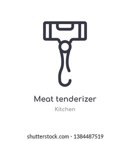 meat tenderizer outline icon. isolated line vector illustration from kitchen collection. editable thin stroke meat tenderizer icon on white background