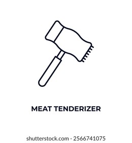 meat tenderizer outline icon. Linear vector from kitchen concept. Thin line meat tenderizer icon isolated on white background