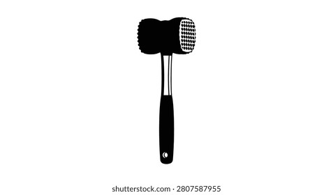 Meat tenderizer with textured head a black and white silhouette kitchen