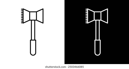 Meat tenderizer thin line vector icon set.