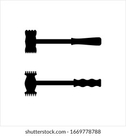 Meat Tenderizer Tool Icon, Meat Mallet, Meat Pounder For Tenderizing Slabs Of Meat. Vector Art Illustration