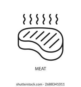 Iconos de vectores de línea delgada de carne.