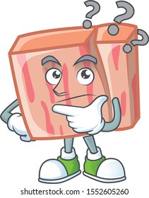 Meat with thinking character on white background
