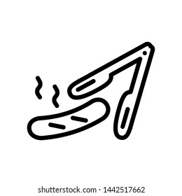 Meat tong with BBQ sausage single ,Thin line icons ,Vector Illustration for symbol web stock 