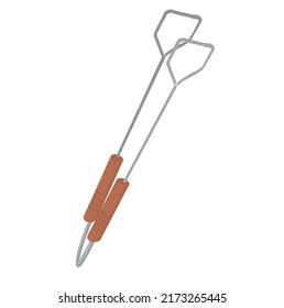 Meat tongs on white background
