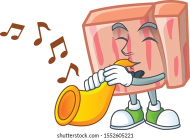 Meat with trumpet character on white background