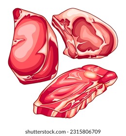 Meat with various forms of pieces are ready to be used