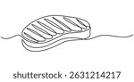  Meat veal continuous one line drawing, Meat product, steak continuous line drawing set. One line art of veal, pork, beef, raw, chopped meat. Meat veal outline design. 