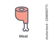 Meat Vector  Fill outline Icons. Simple stock illustration stock