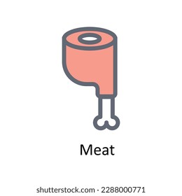 Meat Vector  Fill outline Icons. Simple stock illustration stock