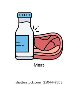 Meat vector  Filled outline icon style illustration. Symbol on White background EPS 10 File