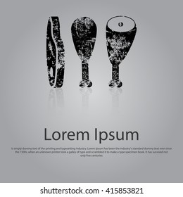 Meat vector grunge icons on grey backround. EPS10