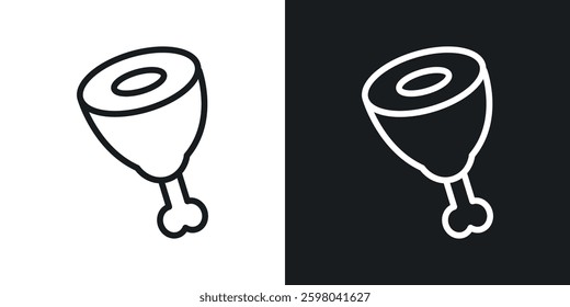 Meat vector icon set in black and white color.