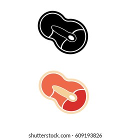 Meat vector icon. Set. Color and black illustration.