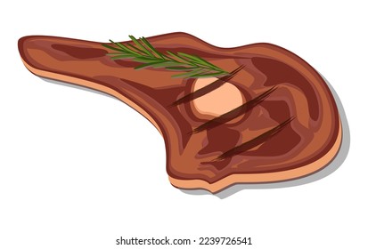 Meat. Vector illustration. Grilled beef steak on a white background. Latin American cuisine. Asado.