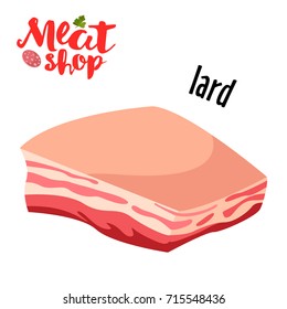 Meat vector - lard. Fresh flat meat icon