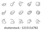 Meat Vector Line Icons Set. Pork, Beef, Goose, Chicken, Duck, Lamb, Steak, Spare Ribs. Editable Stroke. 48x48 Pixel Perfect.