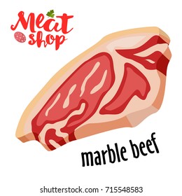 Meat vector - marble beef. Fresh flat meat icon