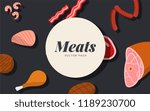Meat vector pack on black background