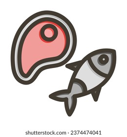 Meat Vector Thick Line Filled Colors Icon For Personal And Commercial Use.
