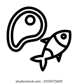 Meat Vector Thick Line Icon For Personal And Commercial Use.
