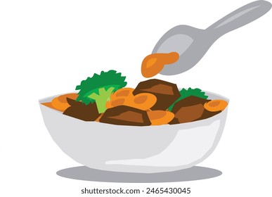 Meat and Vegetable Stew Food Illustration icon