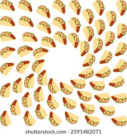 Meat and vegetables fill taco Circular Frame border Copy space Taco Day greeting Template concept