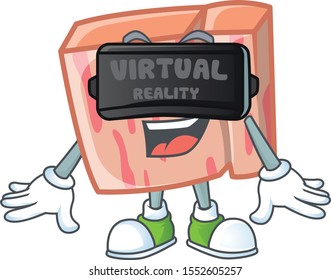 Meat with virtual reality character on white background