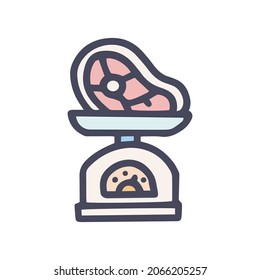 meat weighing color vector doodle simple icon