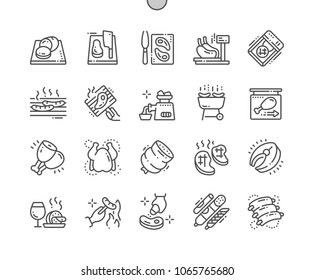 Meat Well-crafted Pixel Perfect Vector Thin Line Icons 30 2x Grid for Web Graphics and Apps. Simple Minimal Pictogram